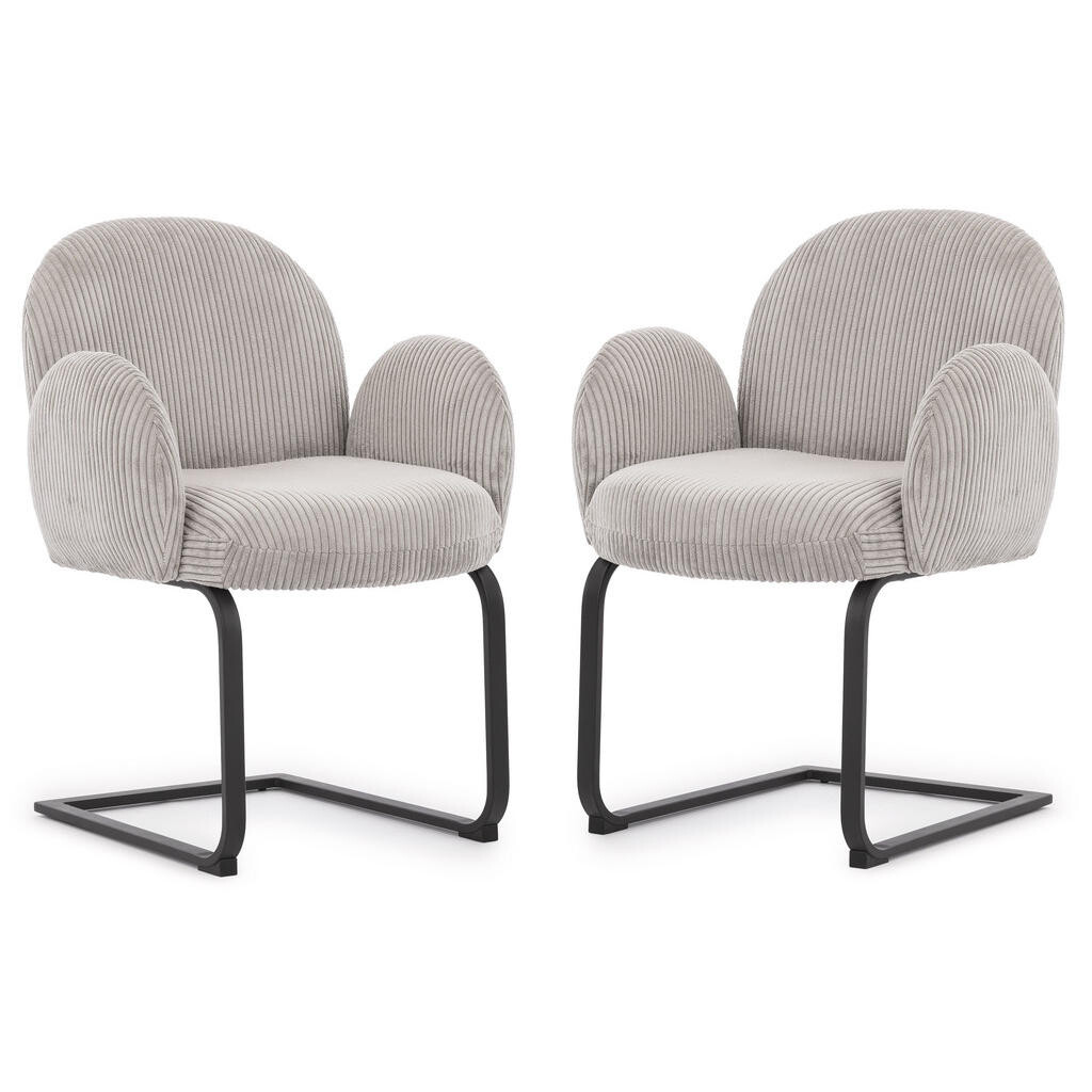 S-Style SADA ŽIDLÍ 2 kusy Vela v kulatém designu ze šedého manšestru