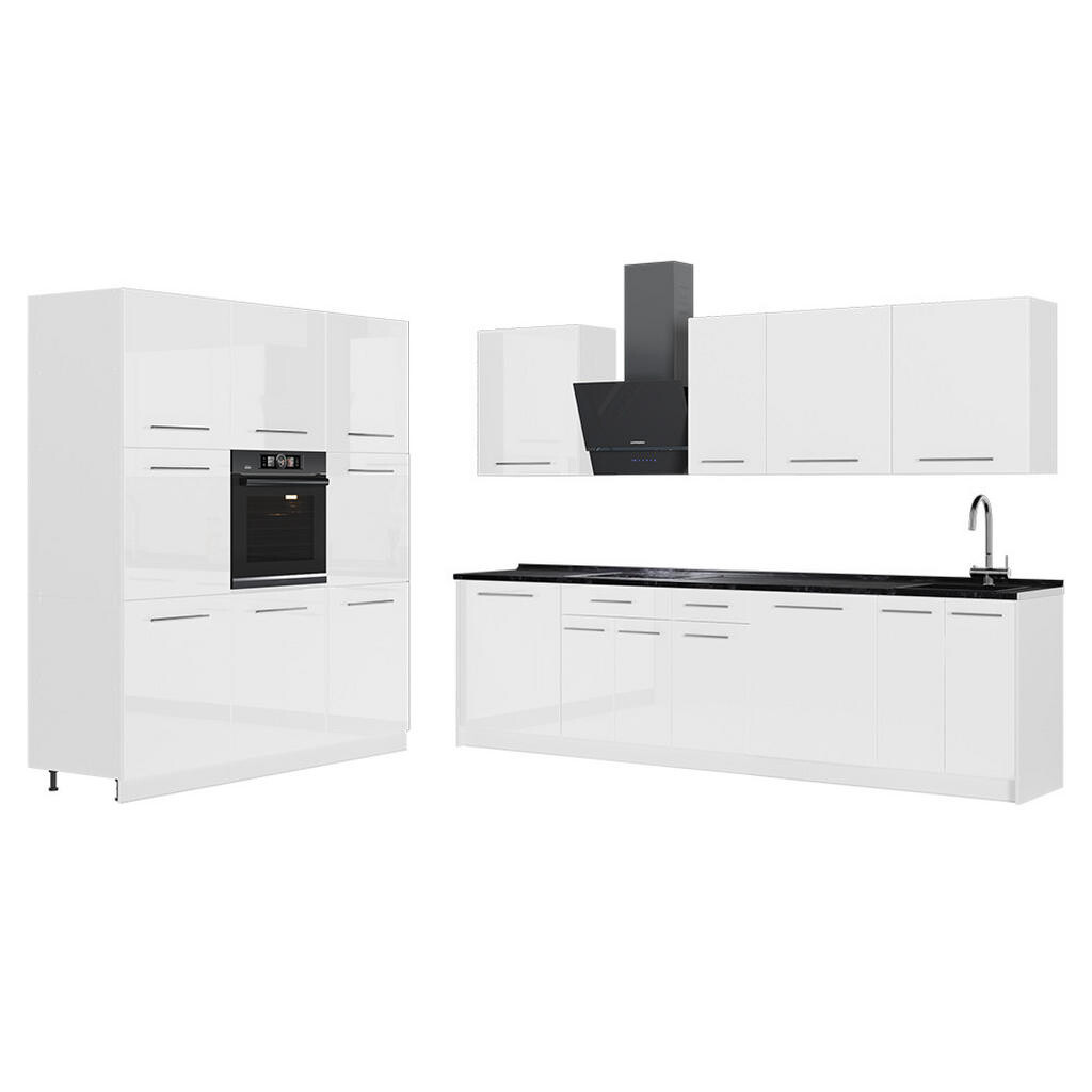 Vicco KUCHYŇSKÝ KOUT Fame-Line, Bílá vysoký lesk/Bílá, 460 cm, PD Antracit