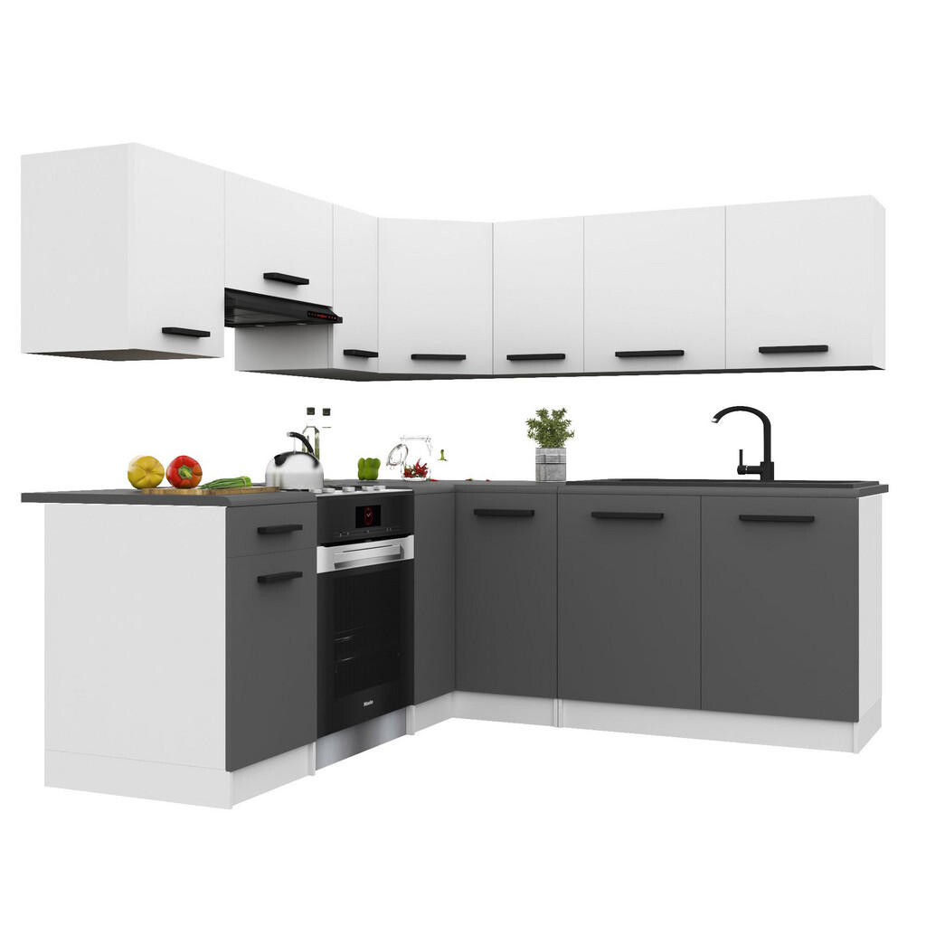 B BELINI GROUP KUCHYŇSKÁ LINKA Italia 6 360 cm, s pracovními deskami, Bílo-šedá matná