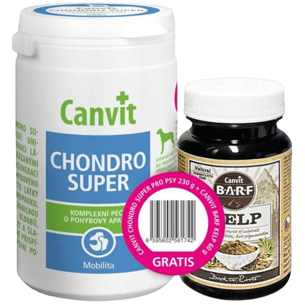 CANVIT Chondro Super pro psy + BARF Kelp copackaging 230 g