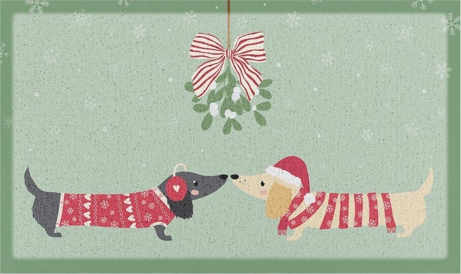Rohožka s vánočním motivem z recyklovaného plastu 40x70 cm Christmas Sausage Dogs – Artsy Doormats