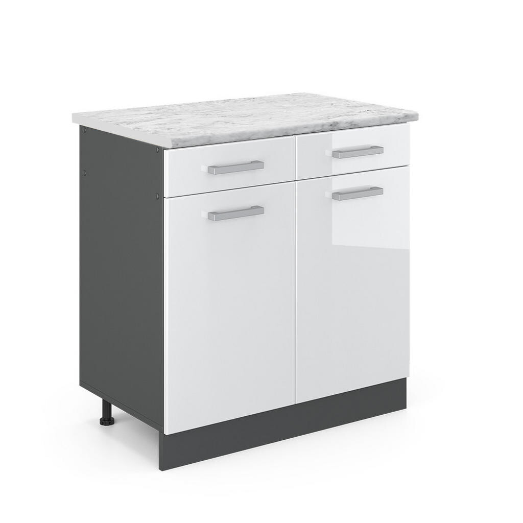 Vicco SPODNÍ SKŘÍŇKA KUCHYŇSKÉ LINKY R-Line Bílá vysoký lesk 80 cm PD Mramor