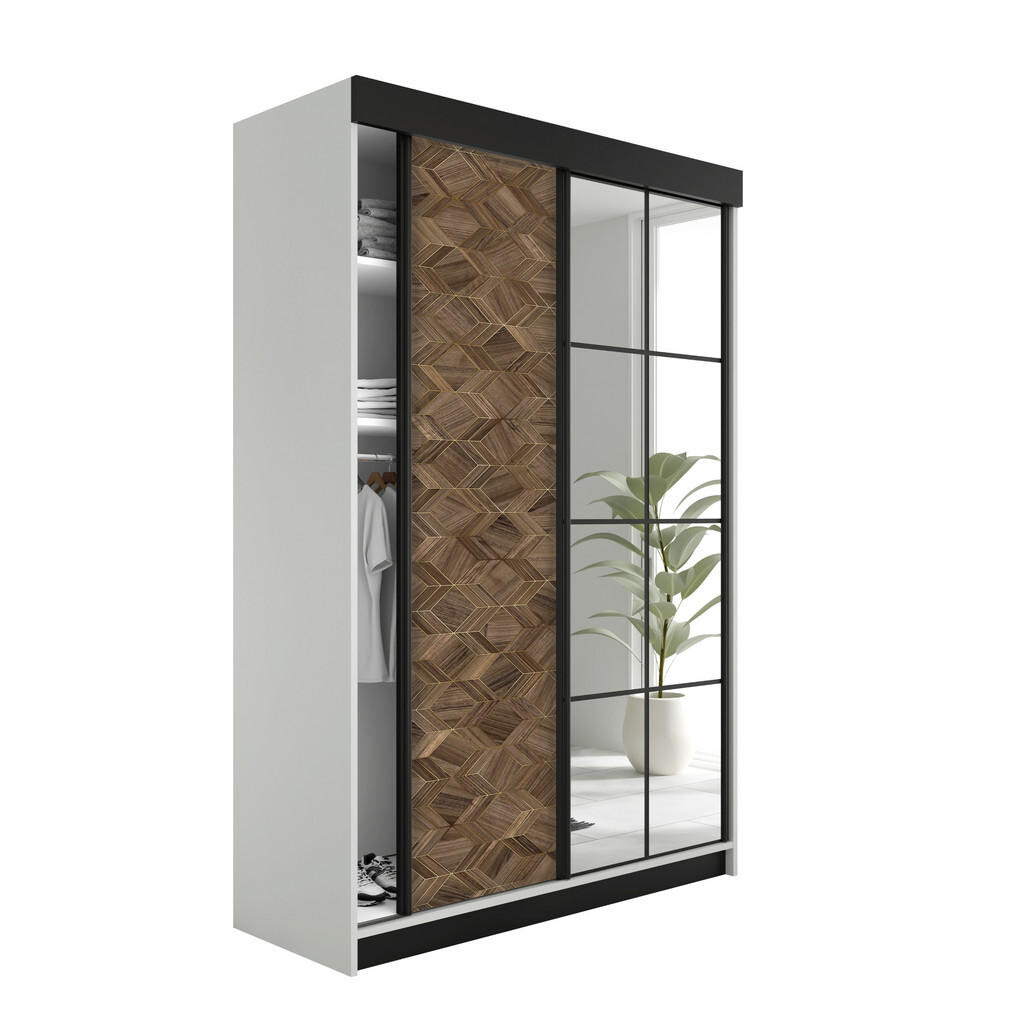 Kier Furniture POSUVNÁ ŠATNÍ SKŘÍŇ LAMARO 167x205x59cm - Bílá & Art Deco