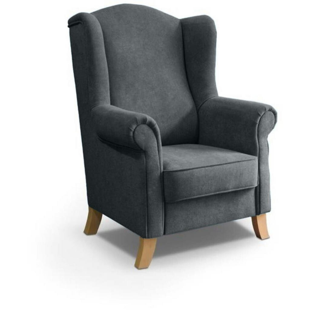 Beautysofa KŘESLO UŠÁK Leonardo tmavě šedé