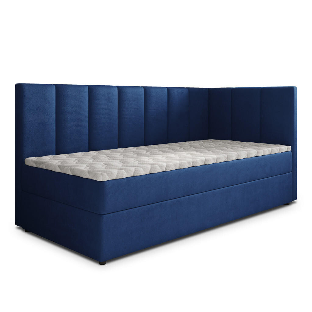 MASSENO AMERICKÁ POSTEL BEVE 90x200 cm, s matrací a úložným prostorem, modrá