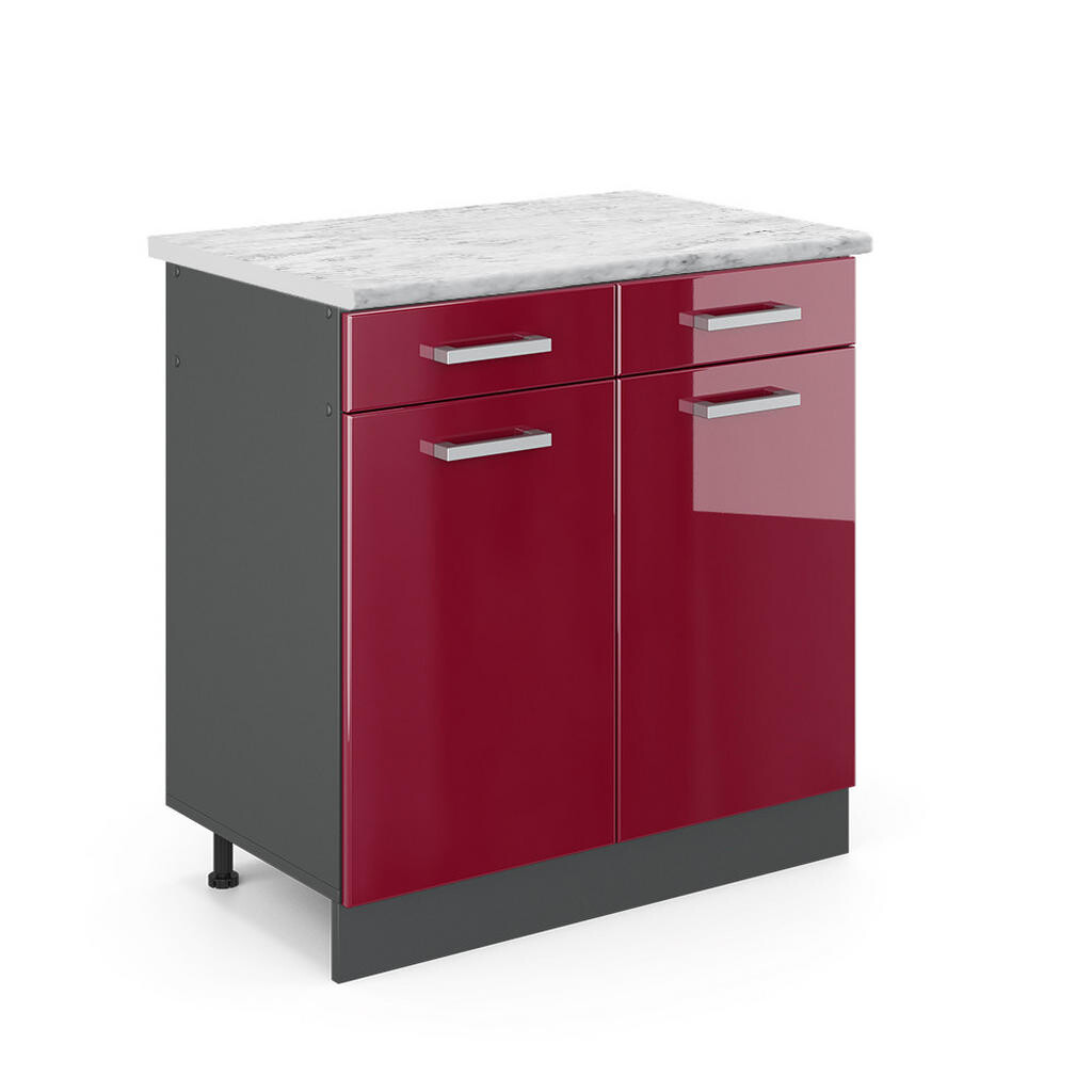 Vicco SPODNÍ SKŘÍŇKA KUCHYŇSKÉ LINKY R-Line Červená vysoký lesk 80 cm PD Mramor