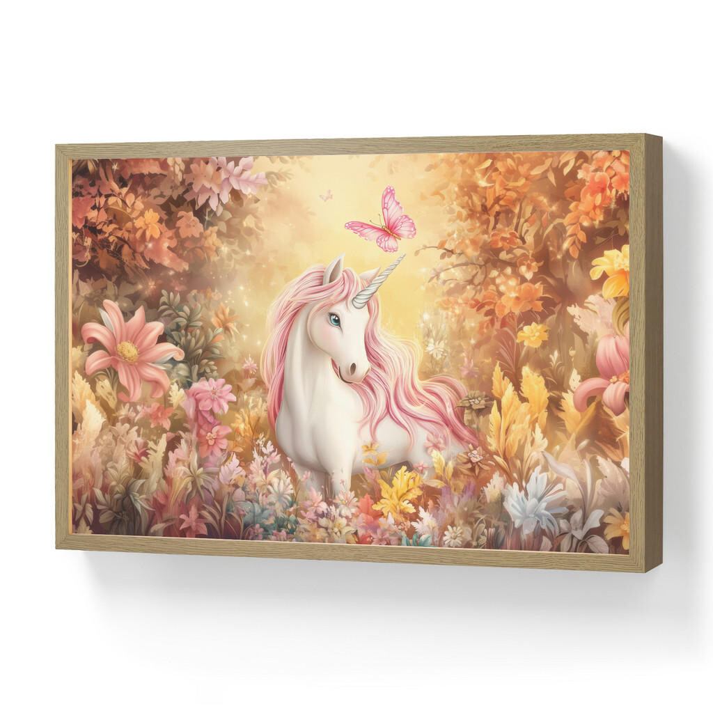 OnlyWow DOBÍJECÍ NOČNÍ LAMPIČKA Jednorožec - Květiny - Motýl - Růžová 60x40 cm