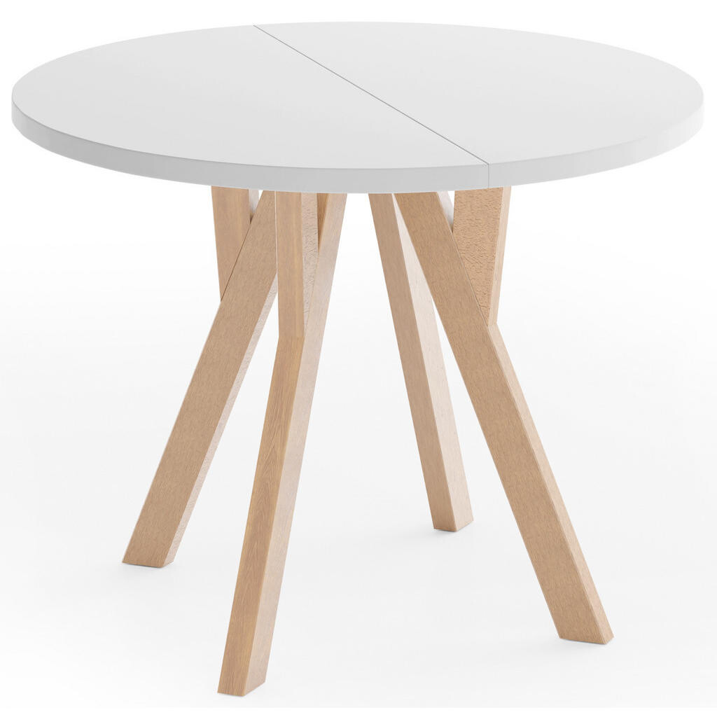 WFL GROUP ESSTISCH Avero runder ausziehbarer, Weiß 100-140/100/77 cm