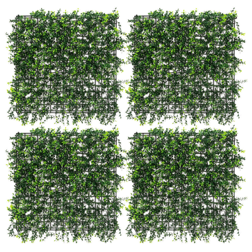 ECD-Germany UMĚLÉ rostliny, nástěnný panel, sada 4 ks, Pachysandra 50x50 cm, zelená, z plastu