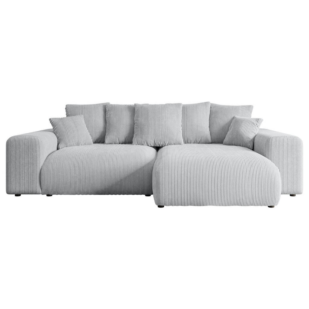 ALTDECOR ROHOVÁ SEDACÍ SOUPRAVA s otomanem vpravo ESKAR-L 266x176x72 šedý manšestr
