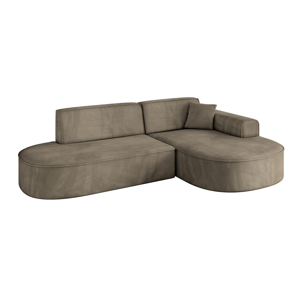 ALTDECOR ROHOVÁ SEDACÍ SOUPRAVA s otomanem vpravo MARI-L1 – 243 × 171 × 79 cm, tmavě hnědá barva veluru