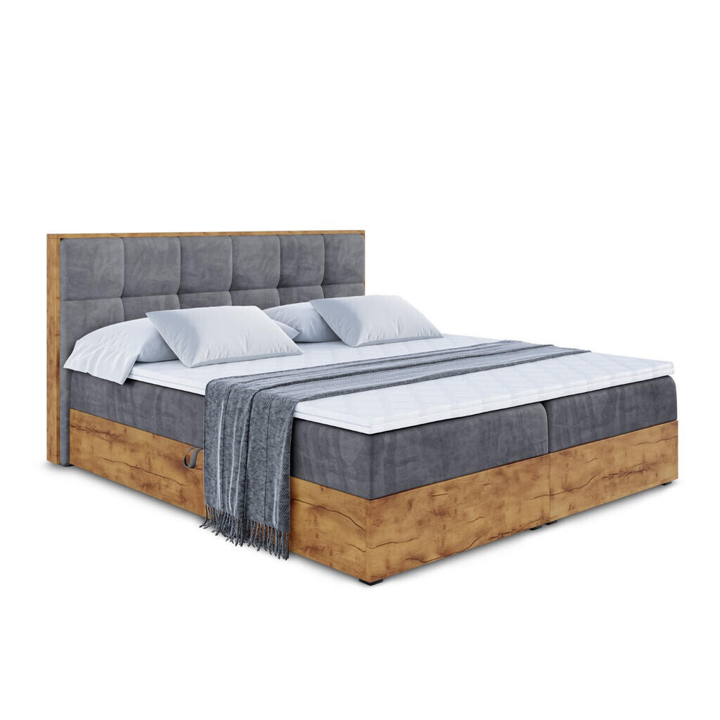 ALTDECOR AMERICKÁ postel s matrací H3 a lamelovým roštem – LOLLI7 – 140x200 – šedá