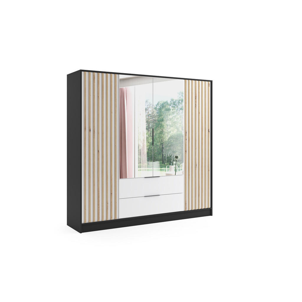 ALTDECOR ŠATNÍ SKŘÍŇ NERA – 200 cm – černá|bílá|dub artisan