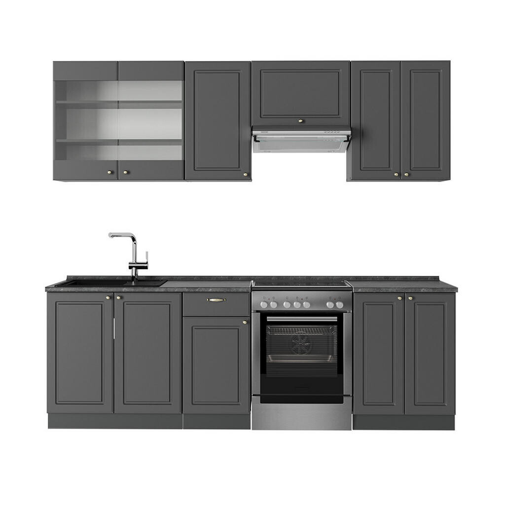Vicco KUCHYŇSKÝ KOUT Fame-Line Anthrazit-Gold Landhaus 240 cm , PD Antracit