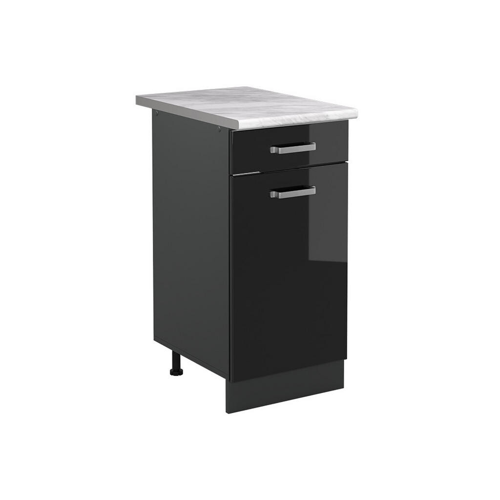 Vicco SPODNÍ SKŘÍŇKA KUCHYŇSKÉ LINKY R-Line, Černý vysoký lesk/Antracit, 40 cm pracovná doska Mramor