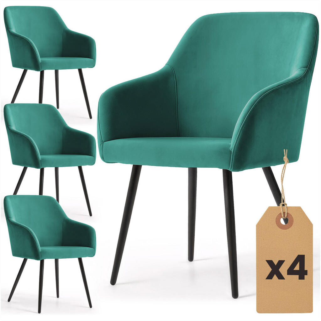RAUMHIRSCH FURNITURE ČALOUNĚNÁ ŽIDLE, sada 4 ks, kovové nohy, zelená, černá 54,5/83/58