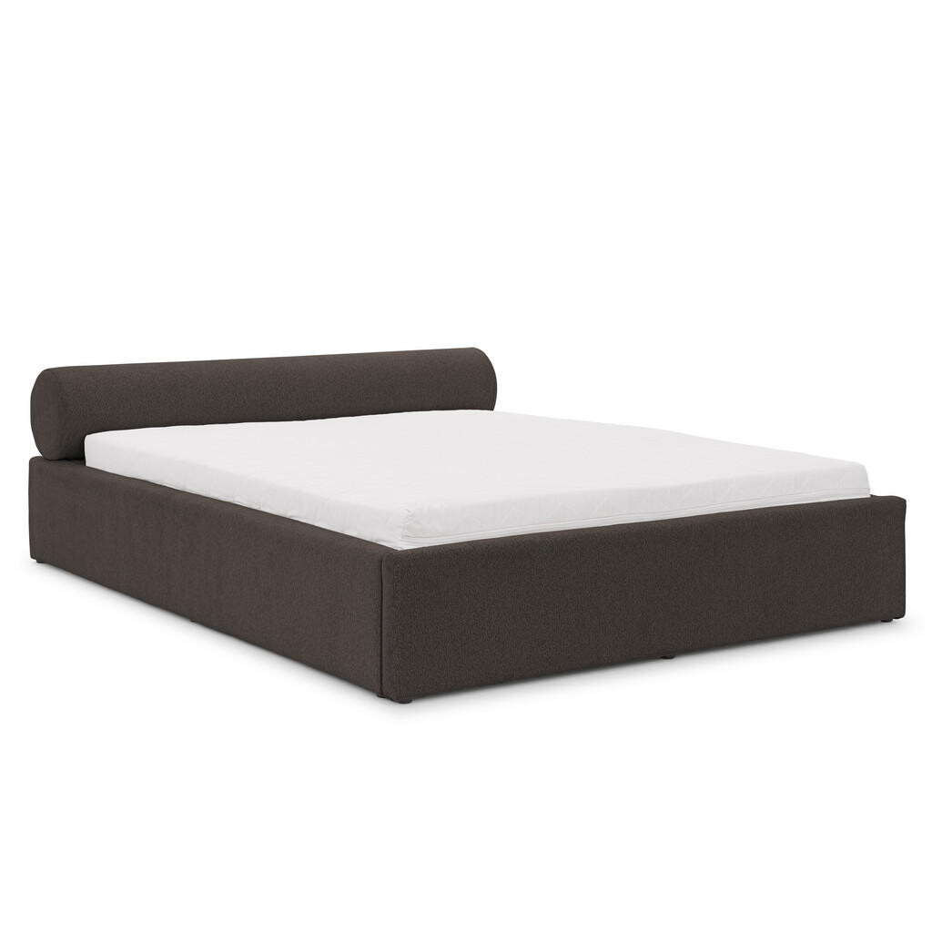 S-Style ČALOUNĚNÁ POSTEL 140/200 cm Josy v designovém vzhledu s úložným prostorem a lamelovým roštem, v antracitové chenille látce