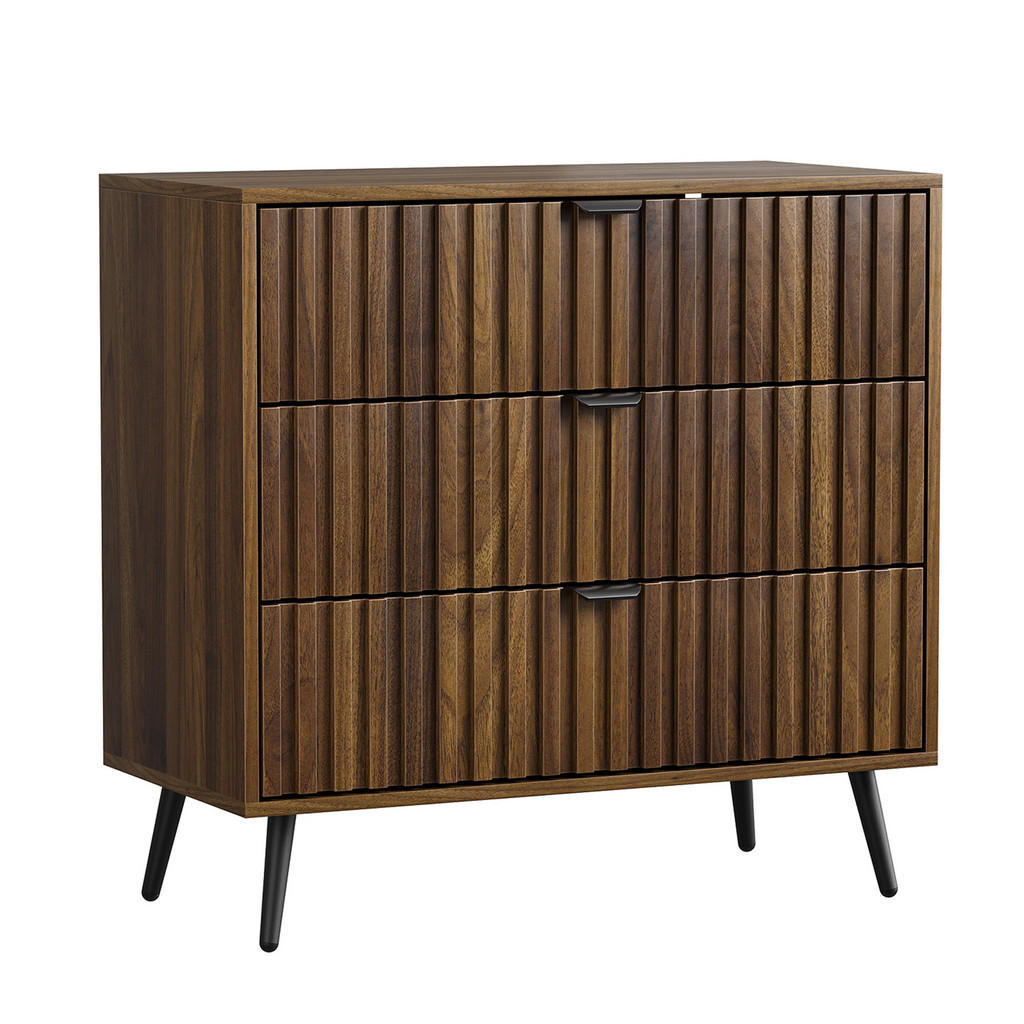 Urban Meuble SIDEBOARD 80 cm ořech – Sideboard se 3 zásuvkami a kovovými nohami moderní