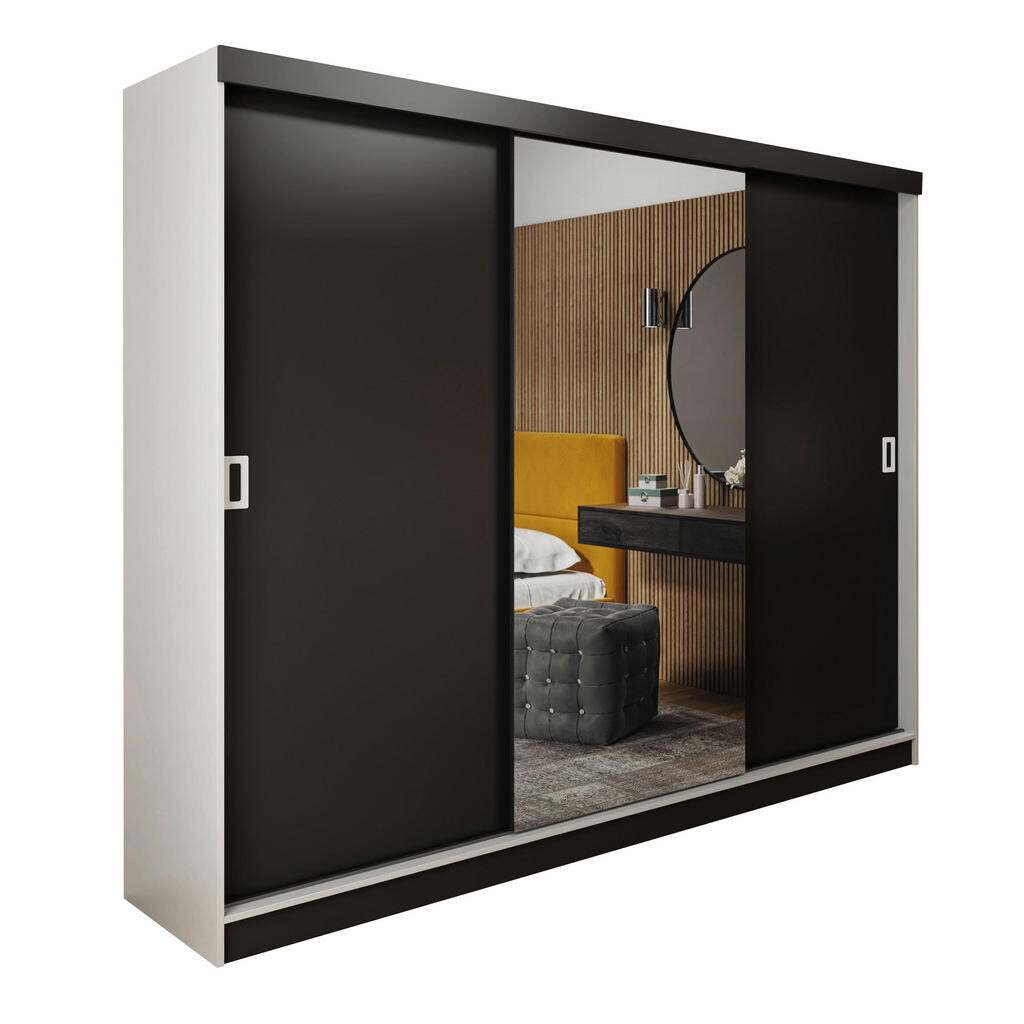 Kier Furniture POSUVNÁ ŠATNÍ SKŘÍŇ RETRO 1 200 - Bílá & Černá 200x205x59cm