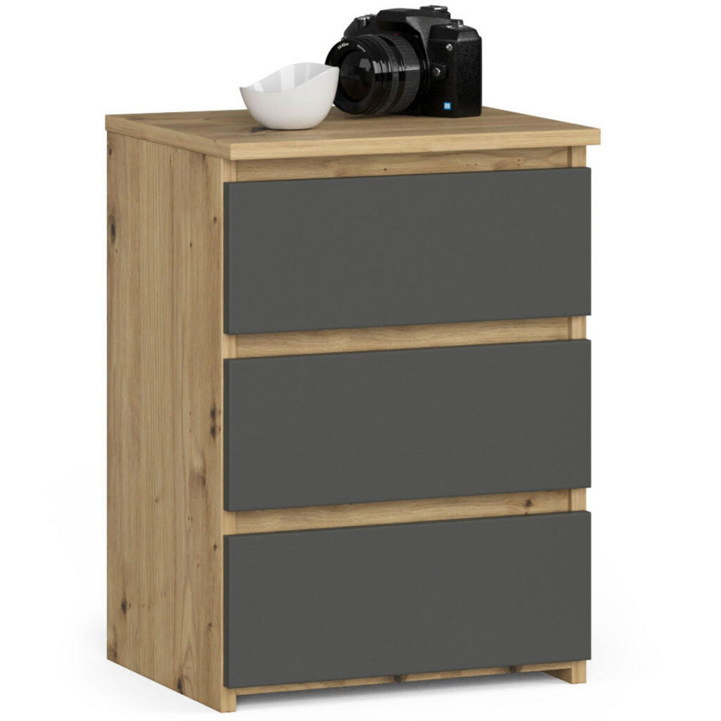 RAUMHIRSCH FURNITURE KOMODA dub Artisan, grafitově šedá 57/40/35