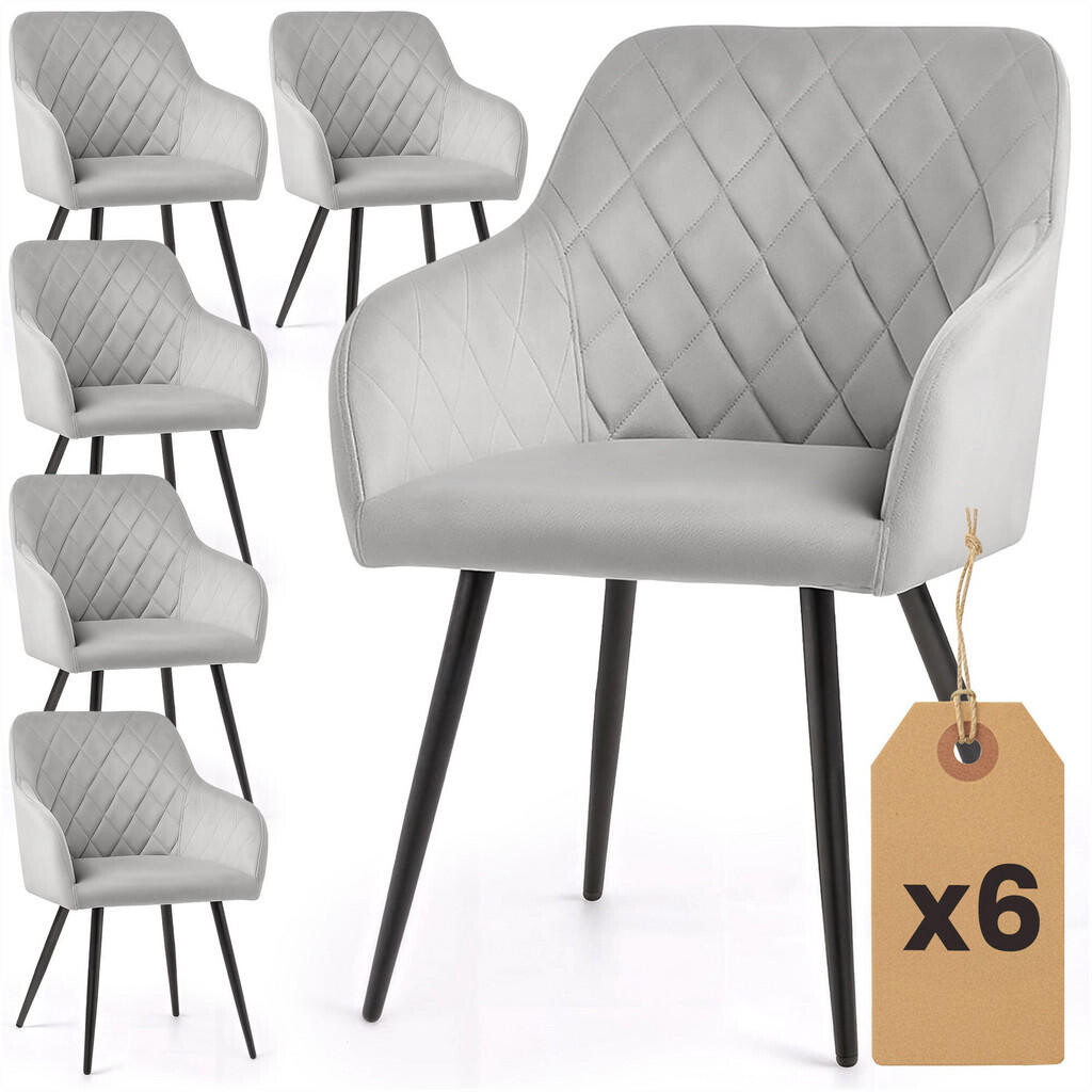 RAUMHIRSCH FURNITURE ČALOUNĚNÁ ŽIDLE, sada 6 ks, kovové nohy šedé, černá 54,5/82/58