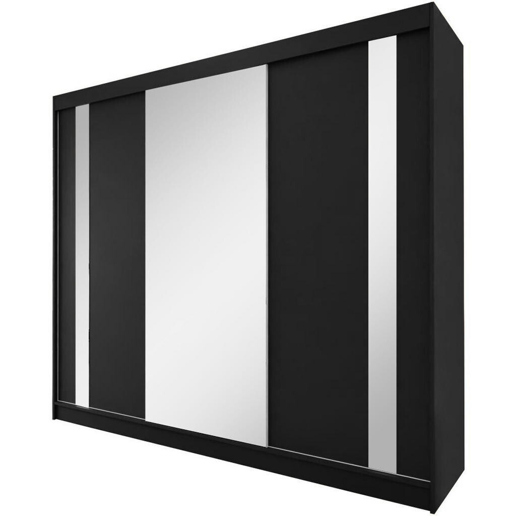 Beautysofa SKŘÍŇ s posuvnými dveřmi Gaja 240/216/61, černá se zrcadlem a zásuvkami
