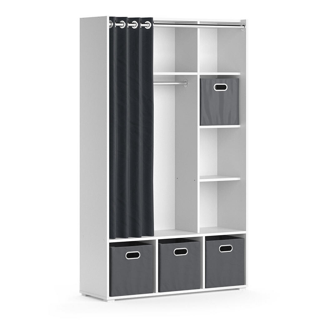 Vicco ŠATNÍ SKŘÍŇ Luigi Bílá 38 x 178.1 cm Se skládacími boxy (šedé)
