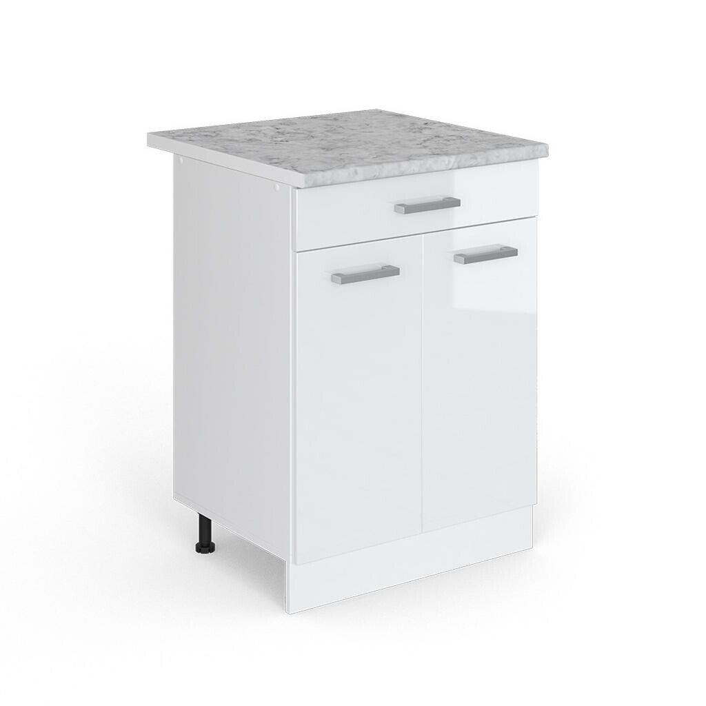 Vicco SPODNÍ SKŘÍŇKA KUCHYŇSKÉ LINKY R-Line Bílá vysoký lesk 60 cm se zásuvkou a pracovní deskou