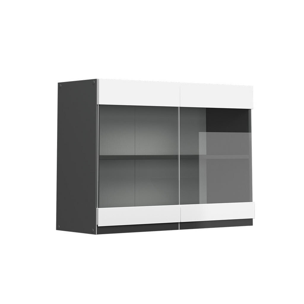 Vicco SKLENĚNÁ KUCHYŇSKÁ SKŘÍŇKA R-Line Bílá 80 cm Tvar J