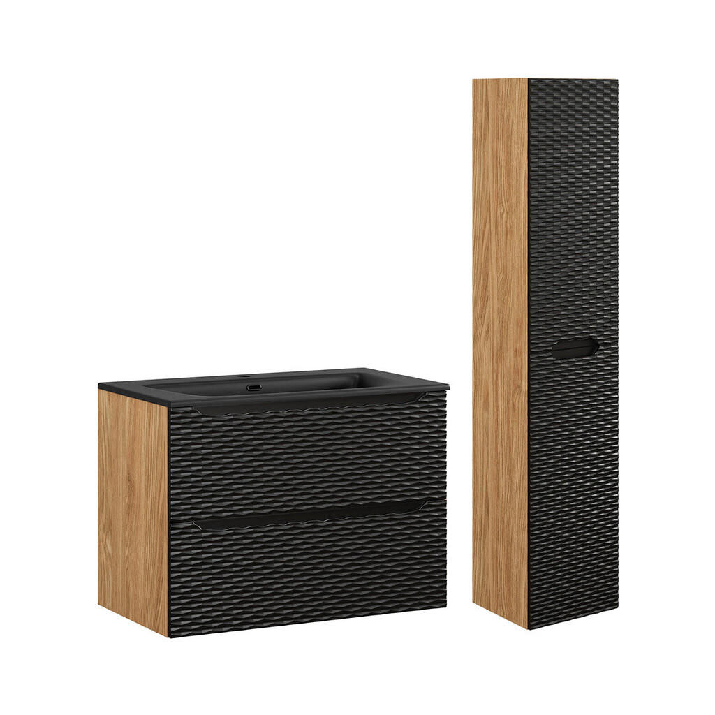 Petits-meubles KOUPELNOVÝ NÁBYTEK 80cm Elora 2er-Set Černá a dřevo