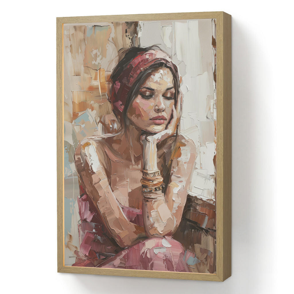 OnlyWow NÁSTĚNNÁ LAMPA S AKUMULÁTOREM Žena - vzhled malby - portrét - moderní 40x60 cm
