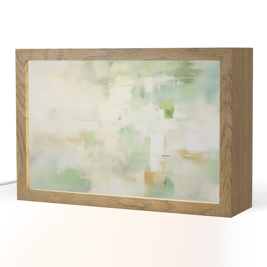 OnlyWow STOLNÍ LAMPA Abstraktní - Umění - Bílá - Zelená - Moderní 30x20 cm