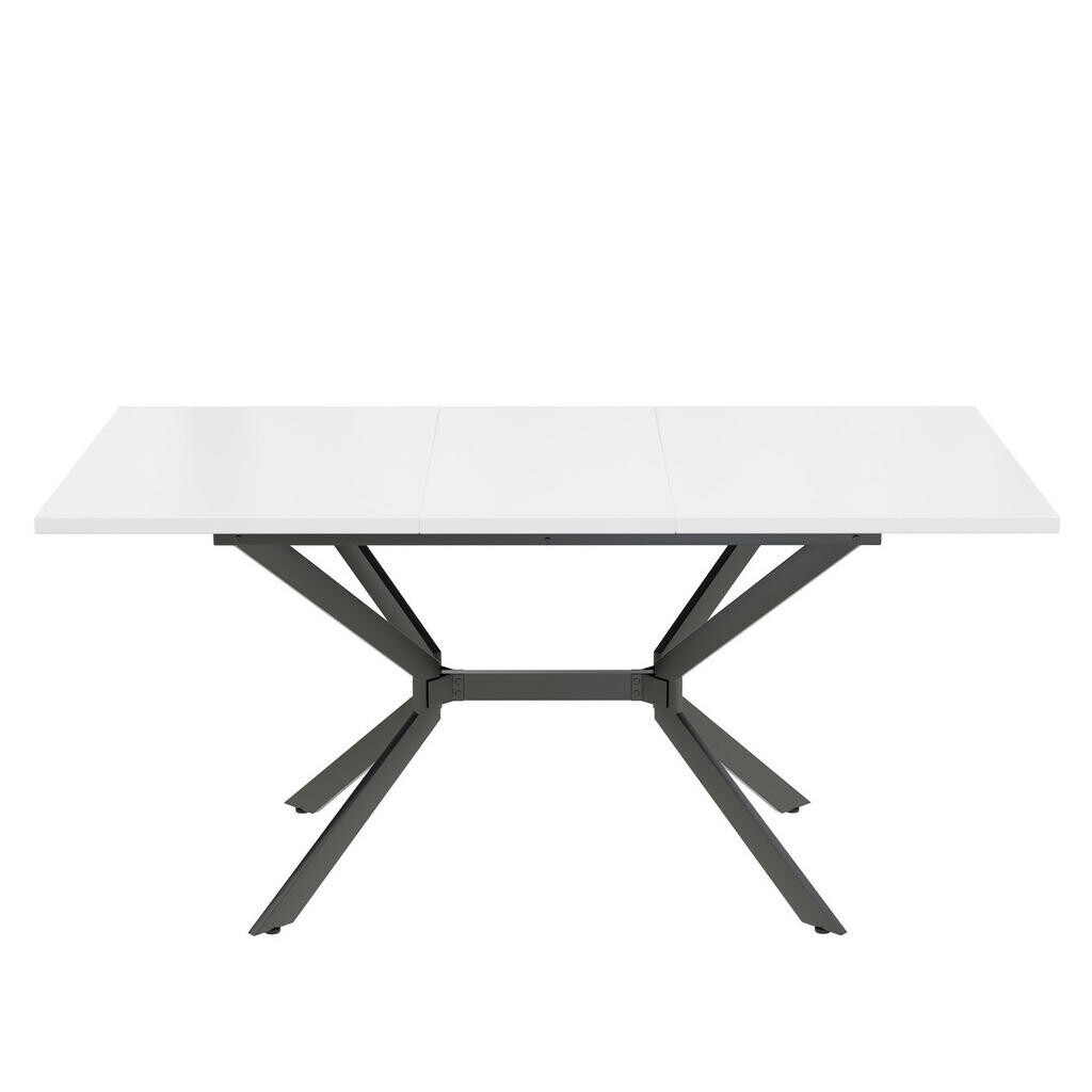 OKWISH JÍDELNÍ stůl 120–160/80 cm bílý z MDF s rozkládací deskou a kovovými nohami