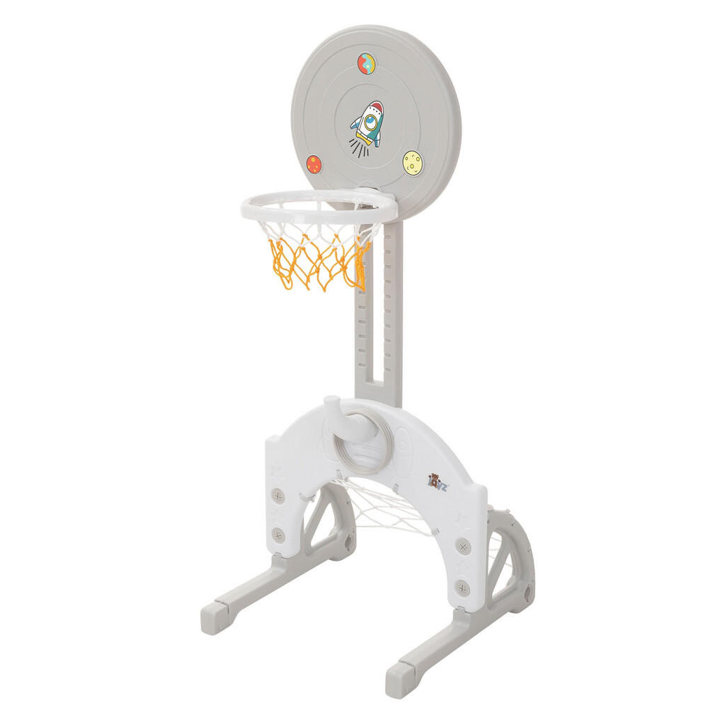 Joyz DĚTSKÁ BASKETBALOVÁ KOŠOVÁ SADA 50 x 89–115 x 50 cm, z plastu, šedobílá