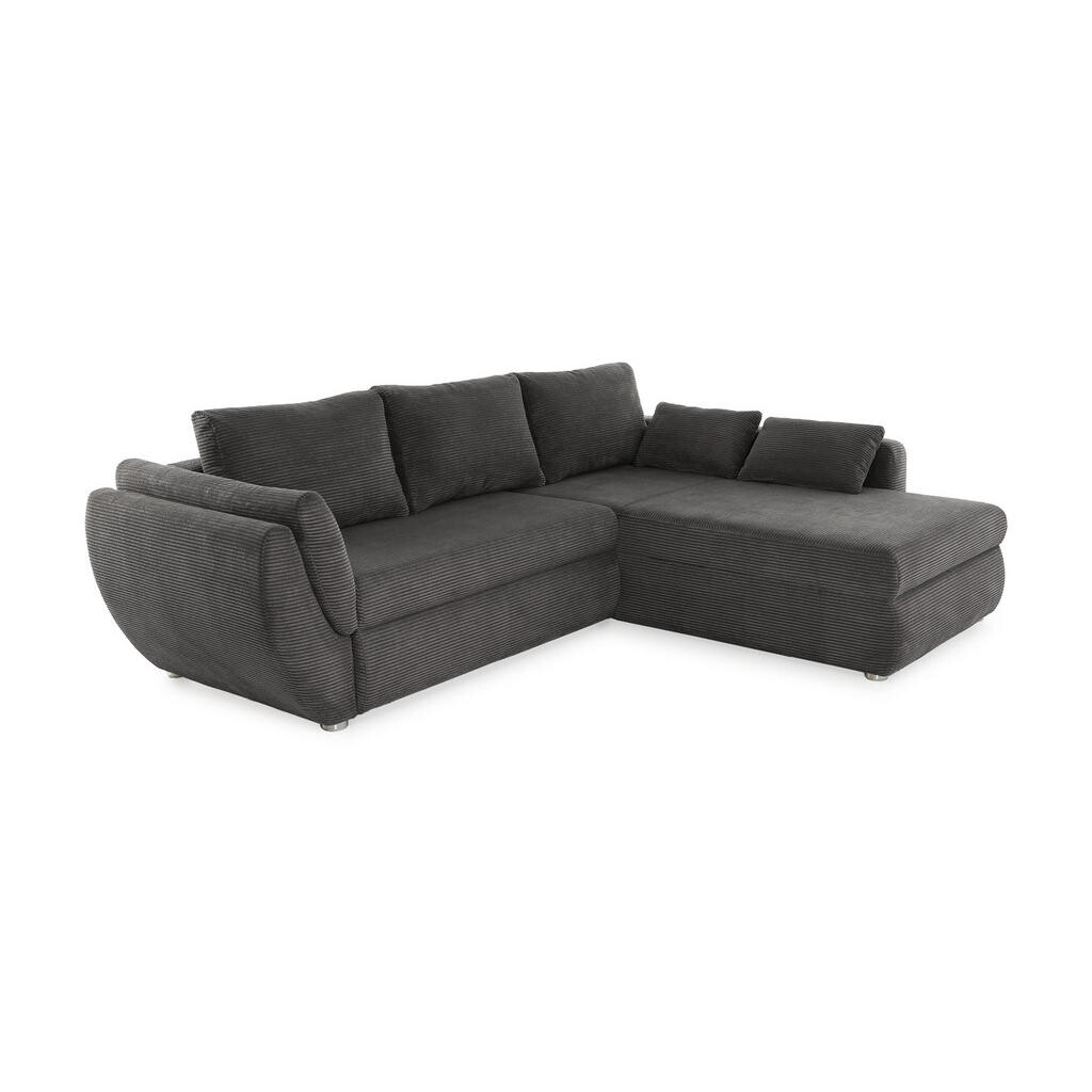 luma-home ROHOVÁ POHOVKA s funkcí rozkládání a úložným prostorem, 272 × 200 × 88 cm (Š×H×V), ležecká plocha 128 × 224 cm, manšestr tmavě šedý / 15226