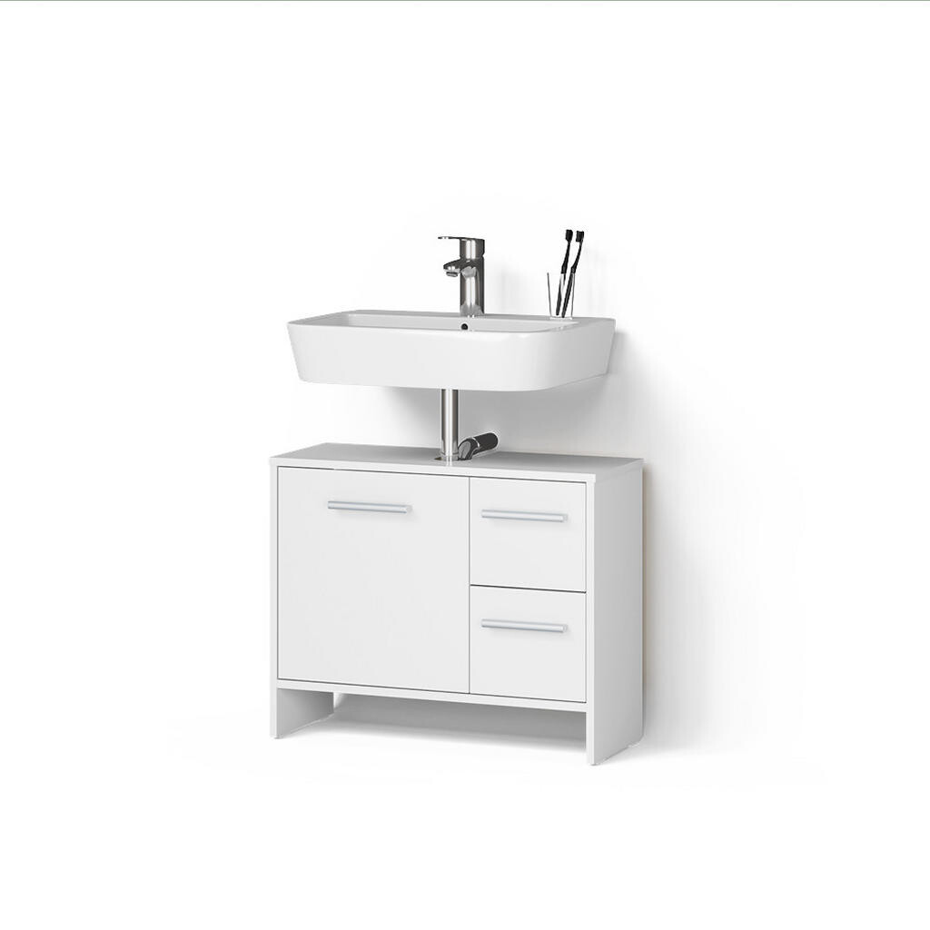Livinity® DOLNÍ SKŘÍŇKA POD DŘEZ Amalfi Bílá 70.2 x 57 cm se 2 zásuvkami a 1 dvířky
