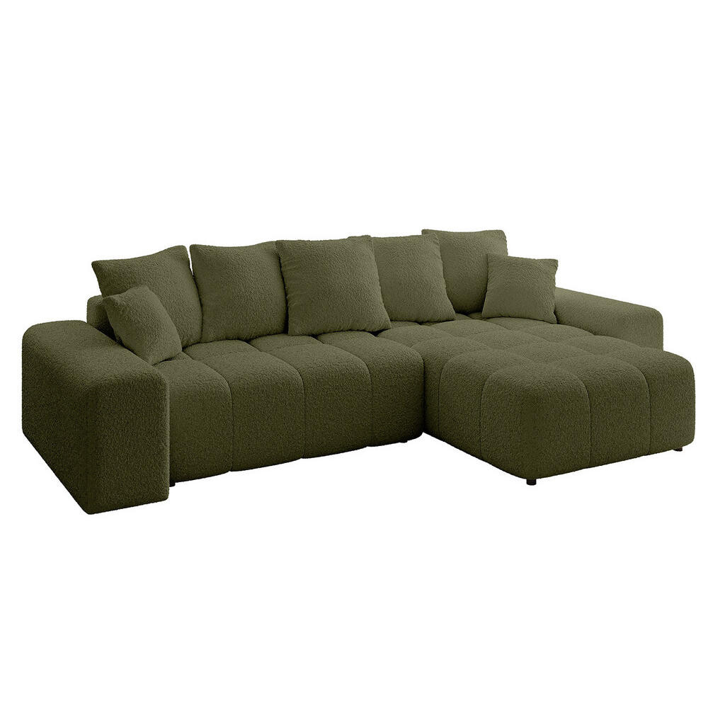 ALTDECOR ROHOVÁ SEDAČKA s otomanem vpravo ENIL-L 297x189x68 zelená buklé