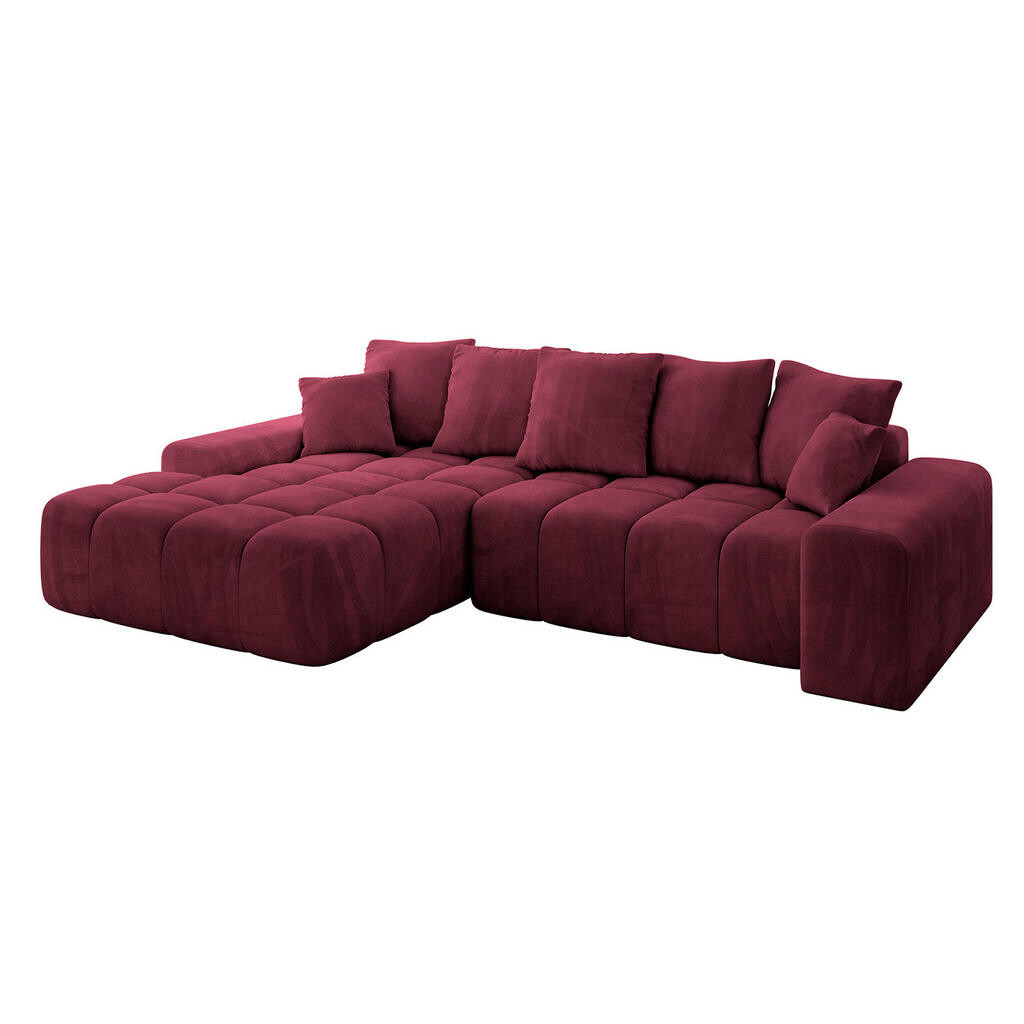 ALTDECOR ROHOVÁ SEDACÍ SOUPRAVA s otomanem vlevo ENSI-L – 267 x 164 x 69 cm, bordó
