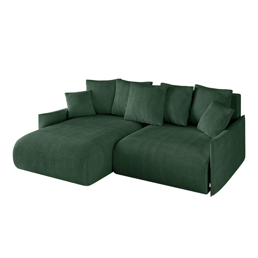 ALTDECOR ROHOVÁ SEDACÍ SOUPRAVA s otomanem vlevo ONESK-L -v1 216x177x72 zelený manšestr