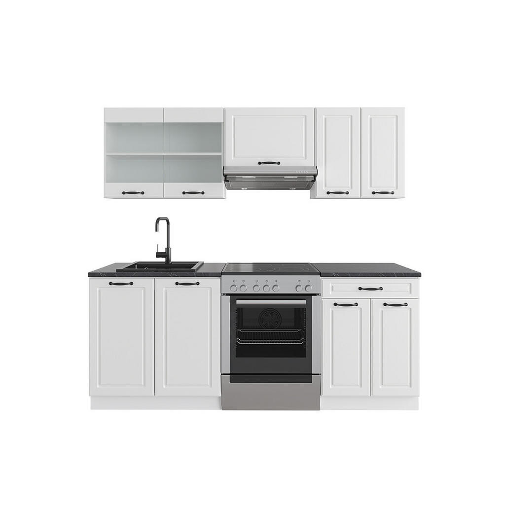 Vicco KUCHYŇSKÝ KOUT R-Line Bílý venkovský dům/bílá 200 cm , PD Antracit