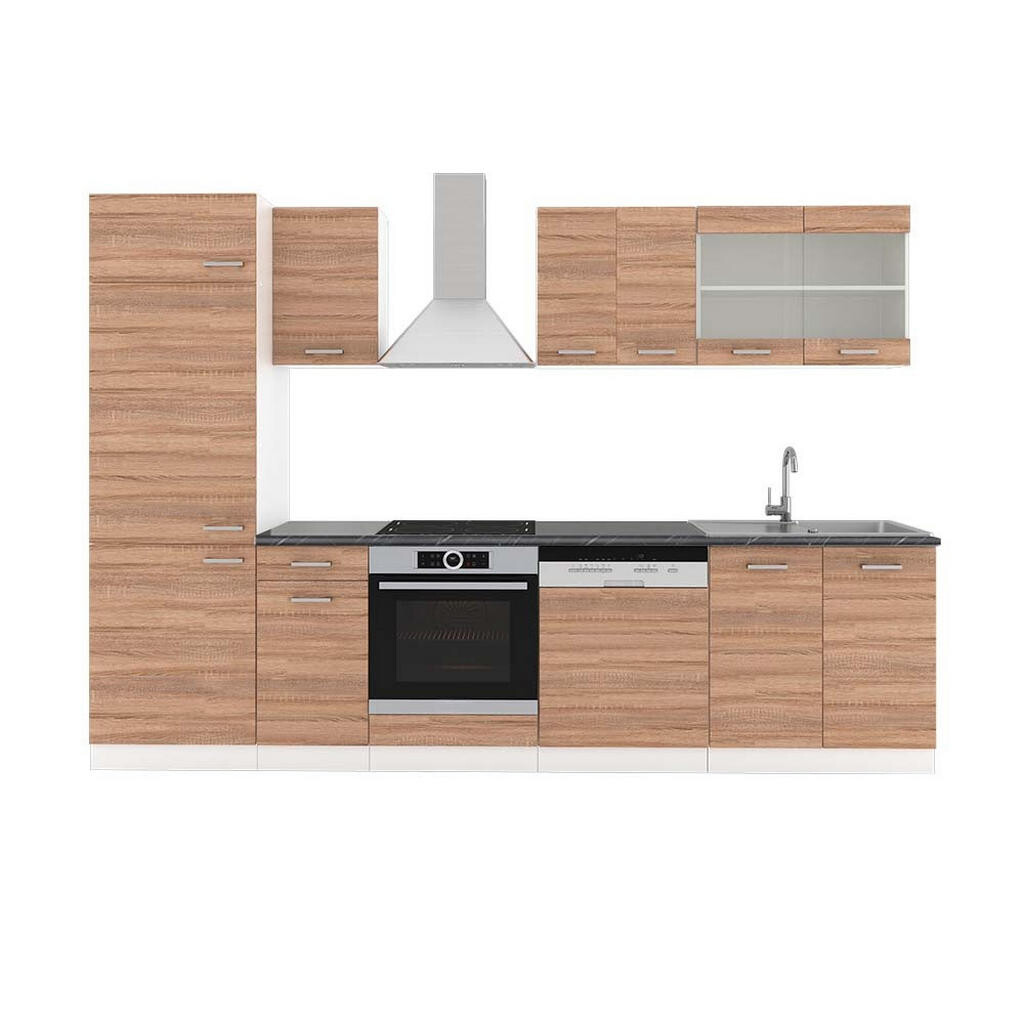 Vicco KUCHYŇSKÝ KOUT R-Line Sonoma/bílá 300 cm , PD Antracit