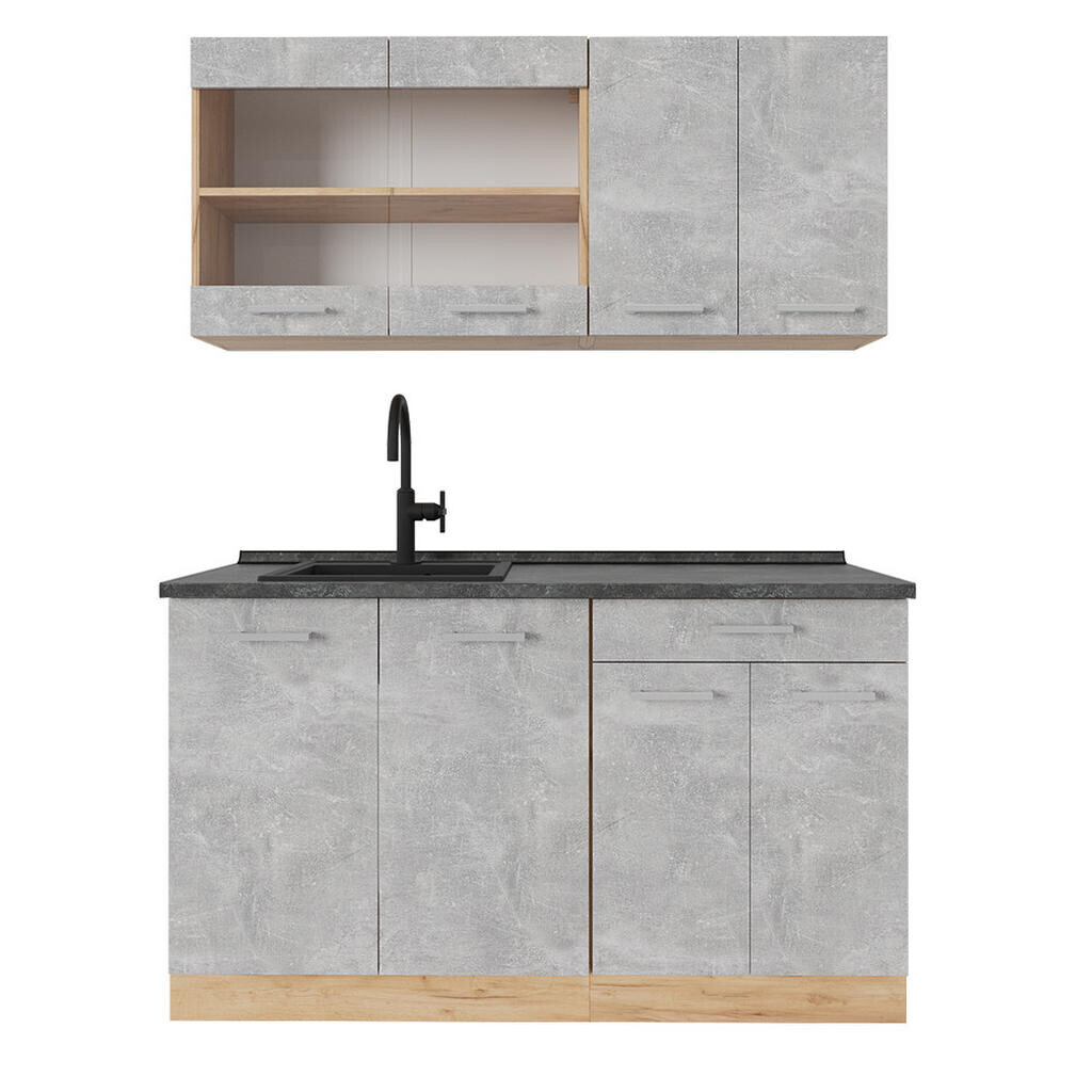 Vicco JEDNOTKOVÁ KUCHYNĚ R-Line Beton/zlatý dub 140 cm , PD Antracit