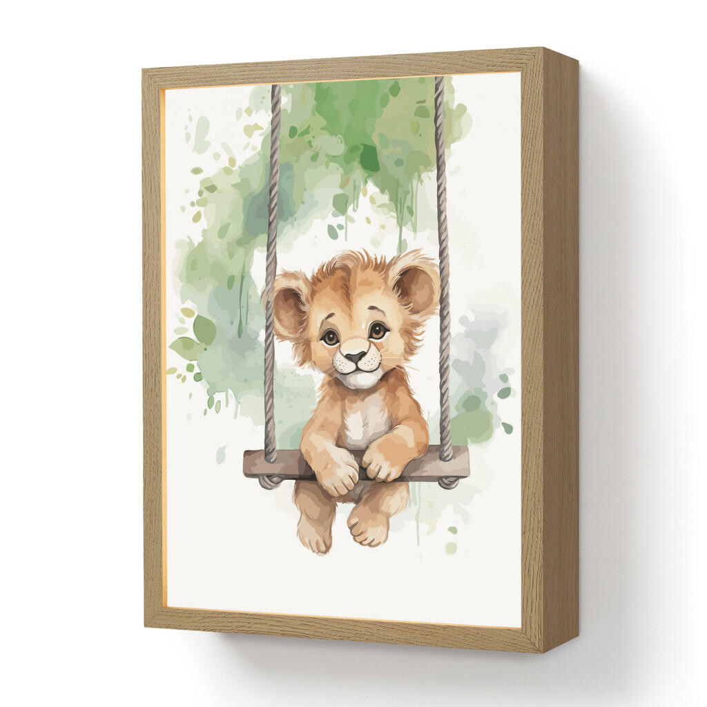 OnlyWow NÁSTĚNNÁ LAMPA S AKUMULÁTOREM Lev - Zvíře - Děti - Džungle 30x40 cm