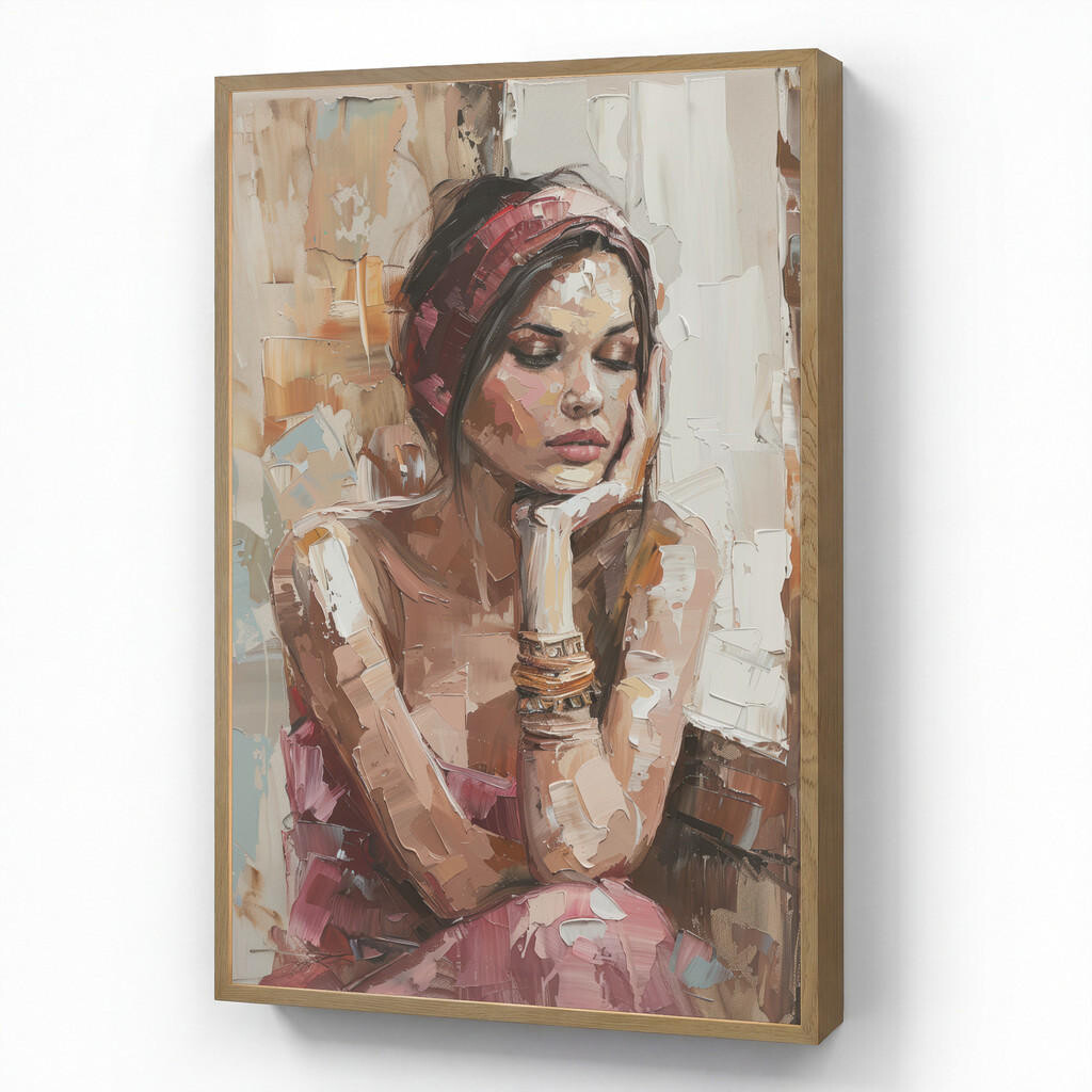 OnlyWow NÁSTĚNNÁ LAMPA S AKUMULÁTOREM Žena - vzhled malby - portrét - moderní 60x90 cm