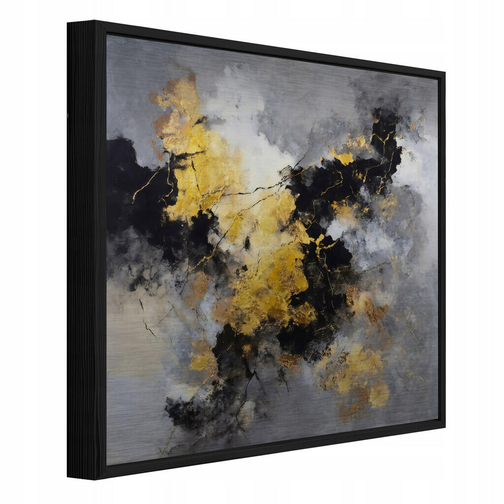 Wallarena ZARÁMOVANÉ abstraktní mramorové černé obrazy 50x50 cm
