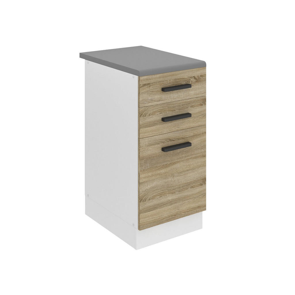 B BELINI GROUP KUCHYŇSKÁ SPODNÍ SKŘÍŇKA 40 cm, s pracovní deskou, se zásuvkami, Dub Sonoma