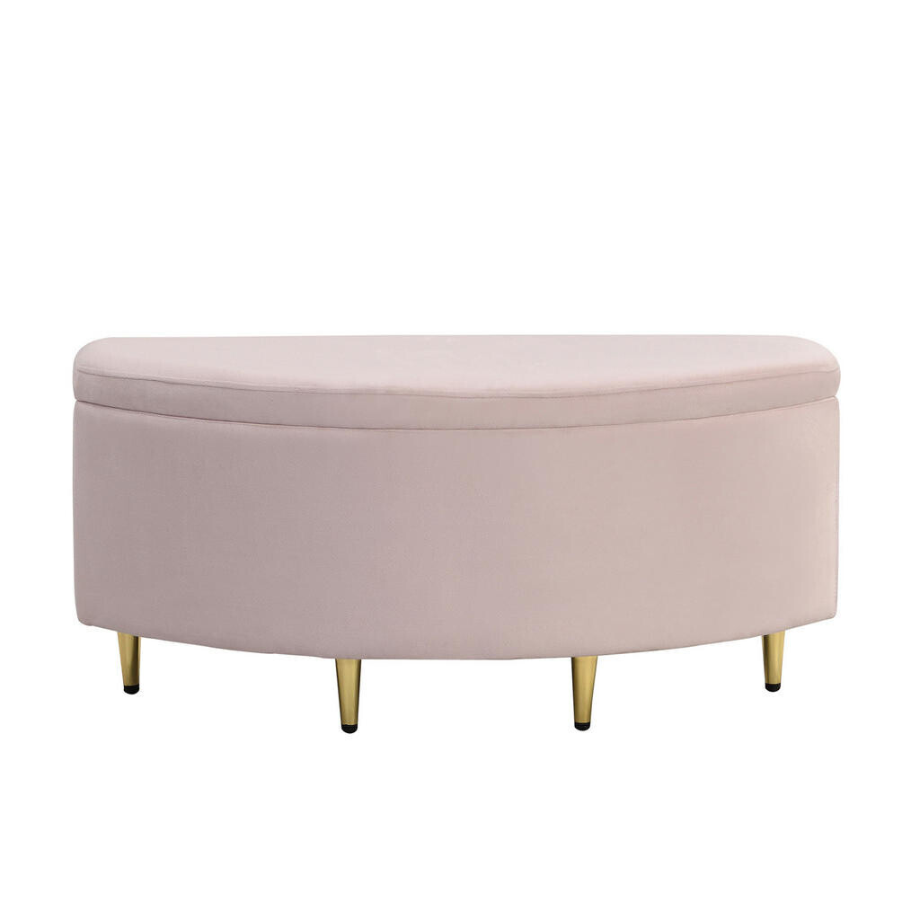 OKWISH LAVICE s úložným prostorem 90/40/42 cm růžová z sametu s kovovými nohami