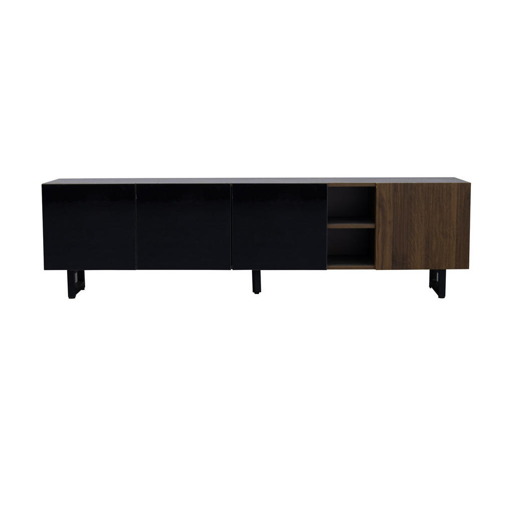 OKWISH TV stolek 180/38/50 cm černá a přírodní z MDF a PB s úložným prostorem