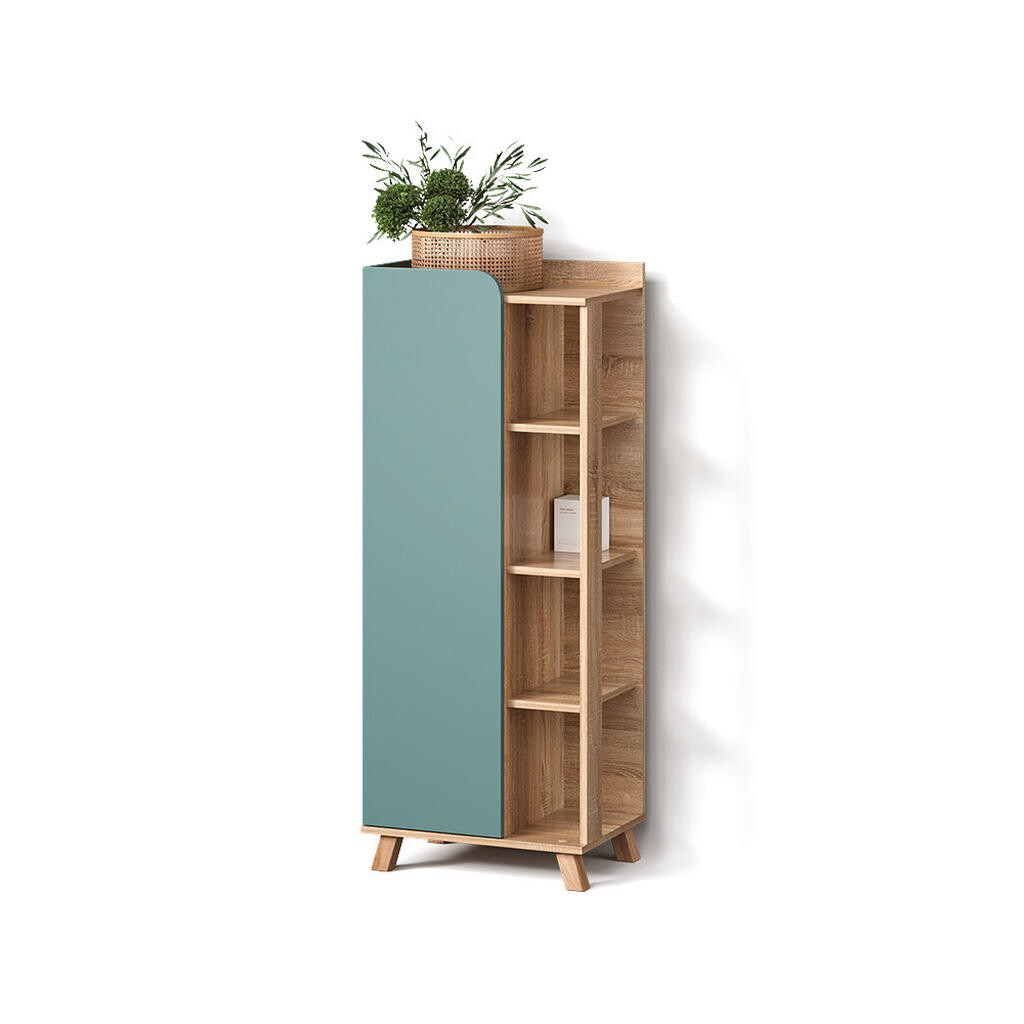 Livinity® STŘEDNÍ SKŘÍŇKA Marano Modrošedá 50 x 128 cm s dveřmi a otevřenými přihrádkami