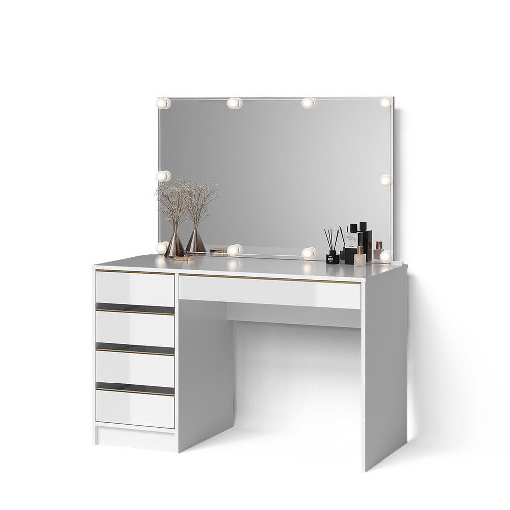 Livinity® TOALETNÍ STOLEK Imola Bílá/zlatá 120 cm s osvětlením LED